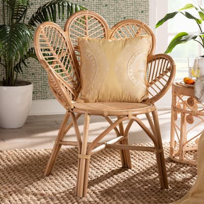 bali & pari Eliava Modern Bohemian Natural Rattan Flower Accent Chair