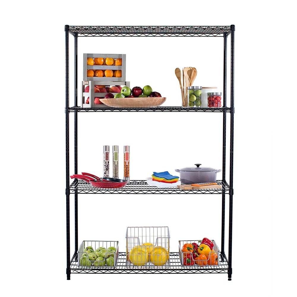 TRINITY 4Tier 48" x 24" x 72" Black Shelving Rack, NSF Black eBay