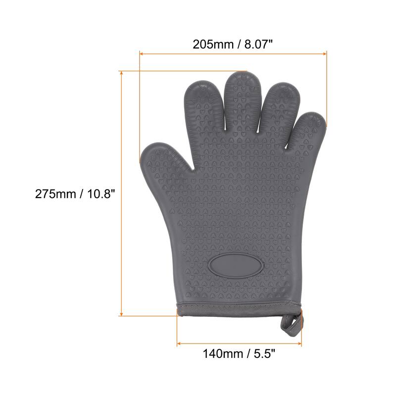 2pcs Silicone Oven Mitts Heat Resistant Rubber Oven Gloves - Grey