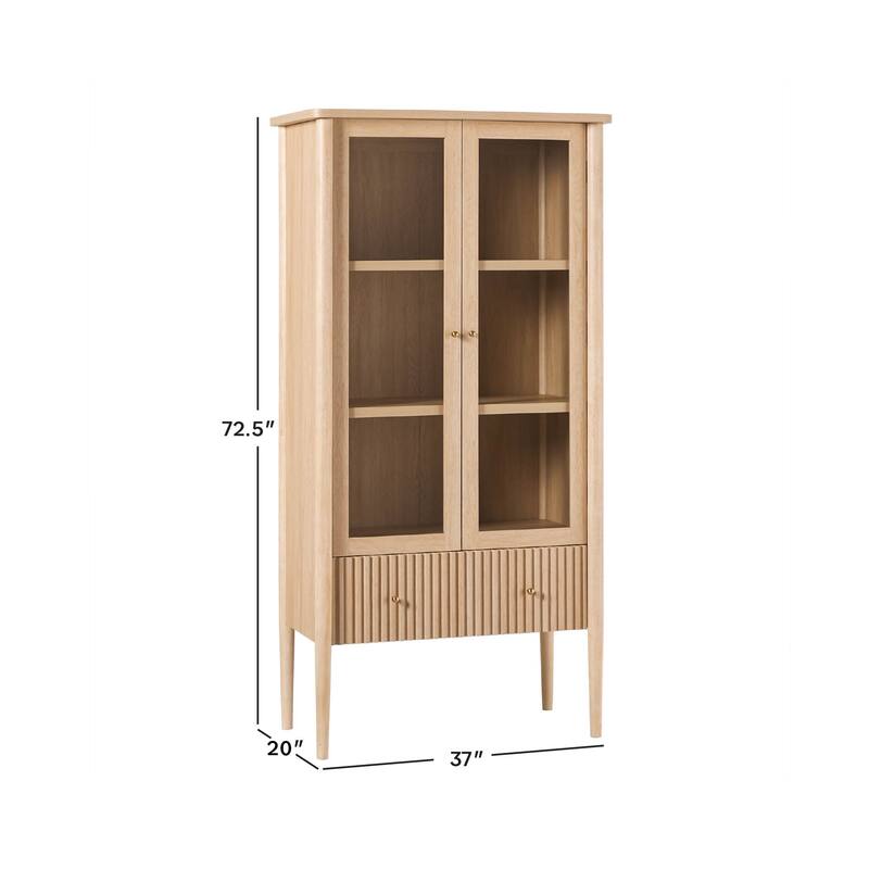 Walker Edison Modern Fluted Glass Bookshelf Cabinet