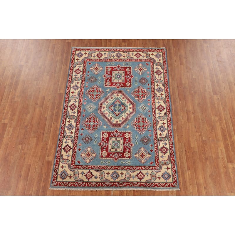 Light Blue Kazak Rug Handmade Oriental Wool Carpet - 5'0" x 7'4"