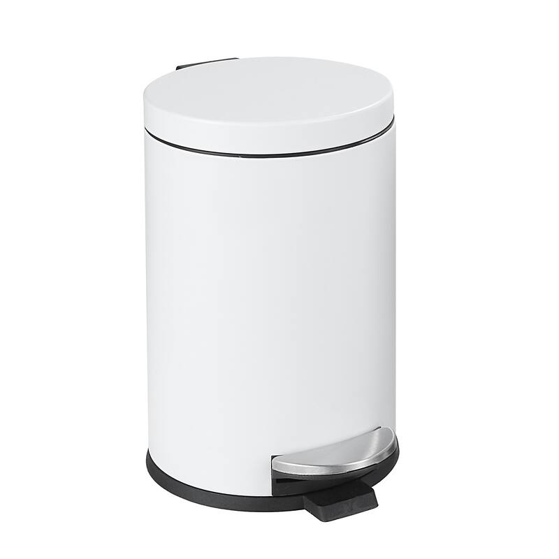 SunnyPoint 4.5 Liter / 1.2 Gallon Round Trash Can with Plastic Inner Bucket; Bathroom, Office and Bedroom Step On and Slow Close