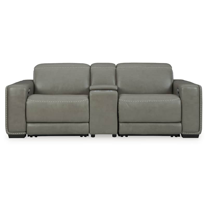 Signature Design by Ashley Correze Gray 3-Piece Power Reclining Sectional Loveseat with Console - 88.5"W x 41"D x 33.25"H