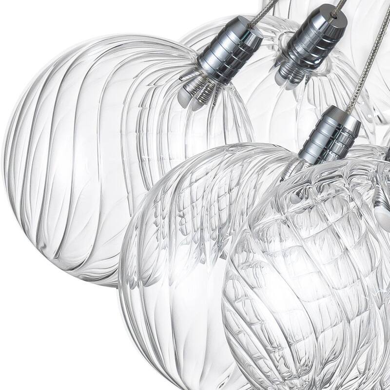 Contemporary Dimmable LED Cluster Glass Globe Chandelier - Chrome
