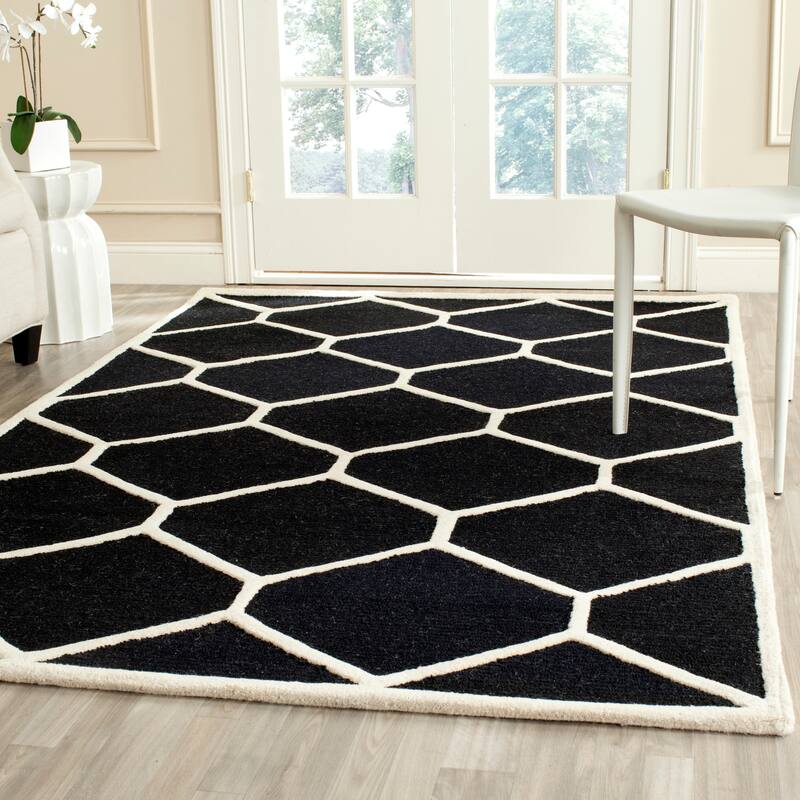 SAFAVIEH Handmade Cambridge Meira Modern Moroccan Wool Rug - 3' x 5' - Black/Ivory