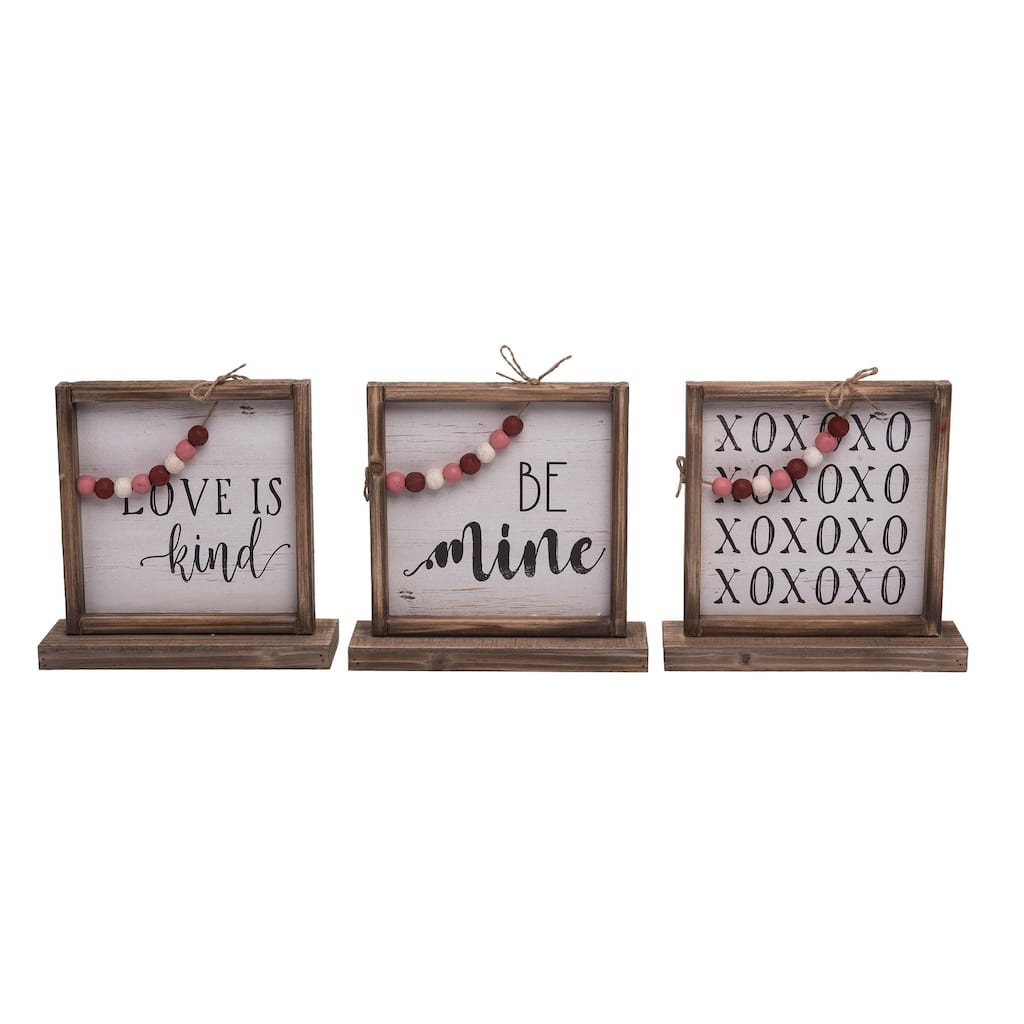 Wood Decor w/Beads Set of 3