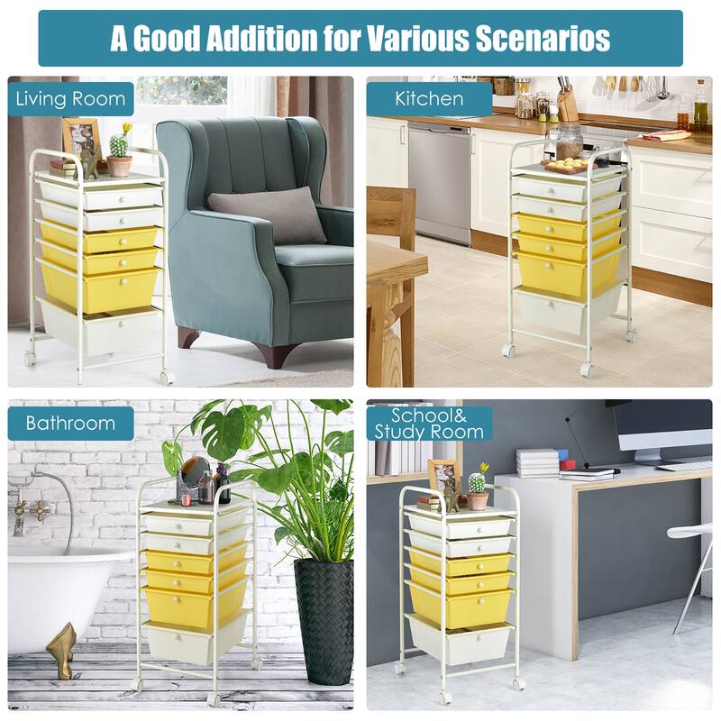 Costway 6 Drawer Rolling Storage Cart Scrapbook Paper Office Organizer - See details