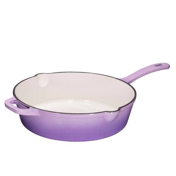 Shop Enameled Cast Iron Skillet Deep Saute Pan With Lid Overstock 28435952 Pumpkin