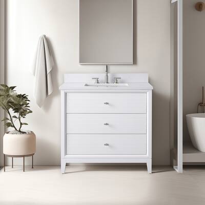 Vanity Art 36" Freestanding Bathroom Vanity with Engineered Marble Top and Sink