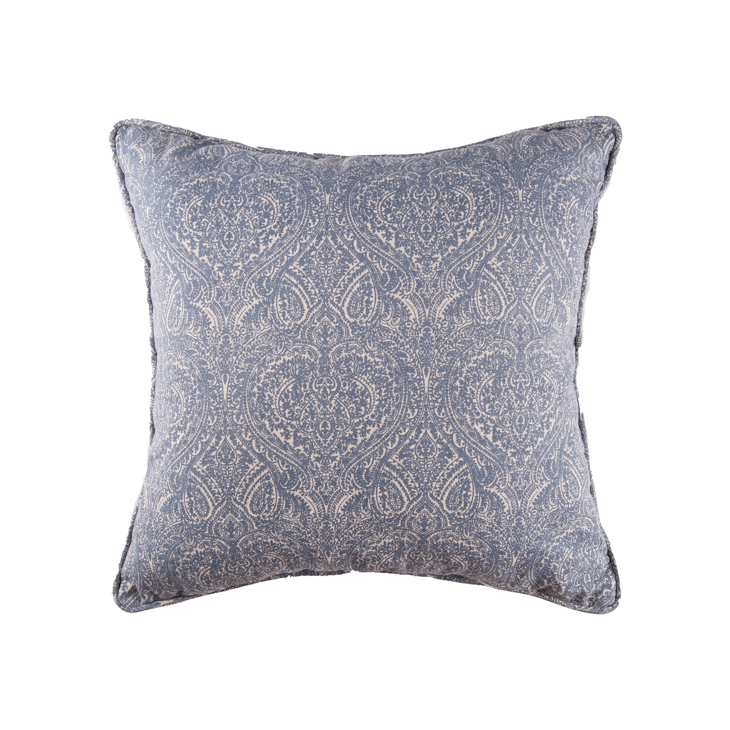 18" x 18" Desiree Damask Blue Cotton Decor Throw Pillow