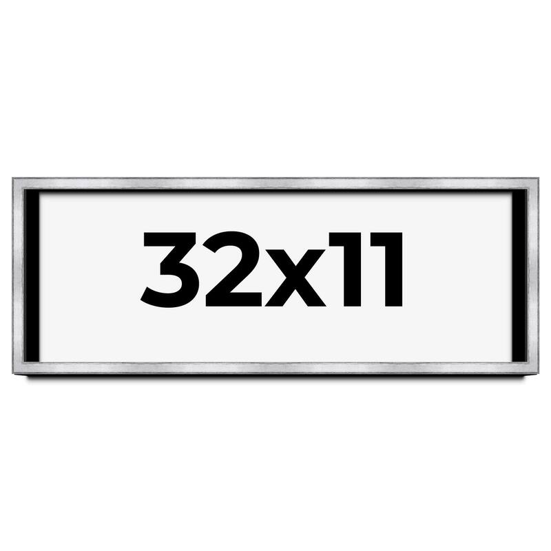 32x11 Shadow Box Frame Silver | 1.375 Inches Deep Real Wood