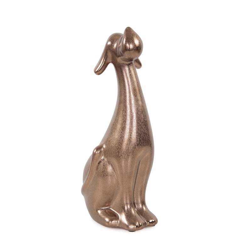 Allan Andrews Antique Brass Ceramic Hound Sculpture - 11"H x 3.25"W