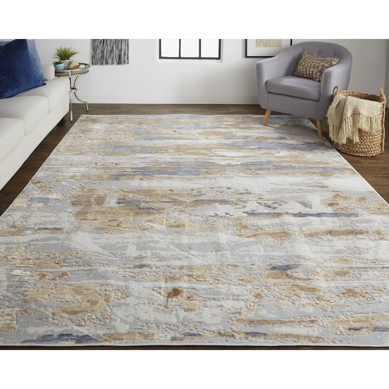Xahi Power Loomed Distressed Abstract Modern Non Skid Area Rug By HomeRoots - 8' x 10'