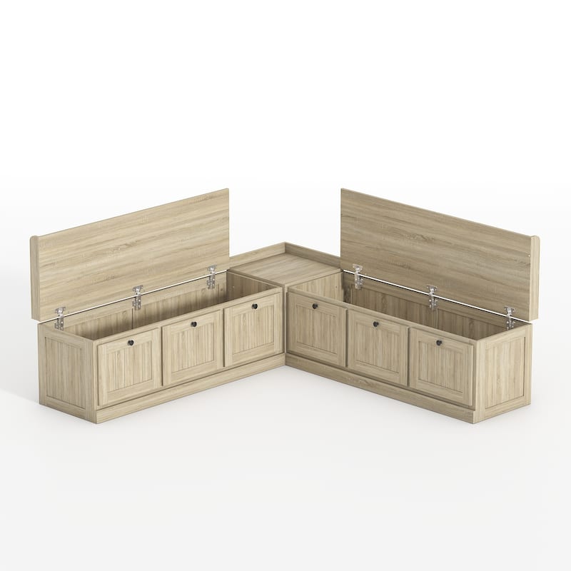 L-Shaped Storage Bench 176 lbs Top Load, Corner Entryway Bench with Hidden Storage Seating
