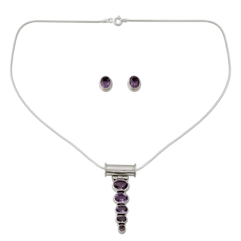 Novica Handmade Aware Amethyst Jewelry Set