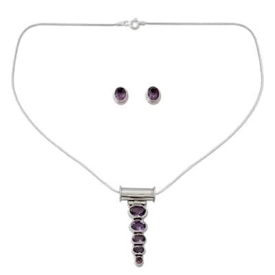 Novica Handmade Aware Amethyst Jewelry Set
