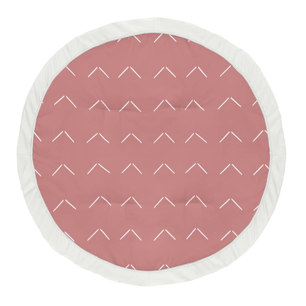 Sweet Jojo Designs Mauve Pink Boho Arrow Girl Baby Tummy Time Playmat Dark Rose Ivory Modern Bohemian Farmhouse Shabby Chic