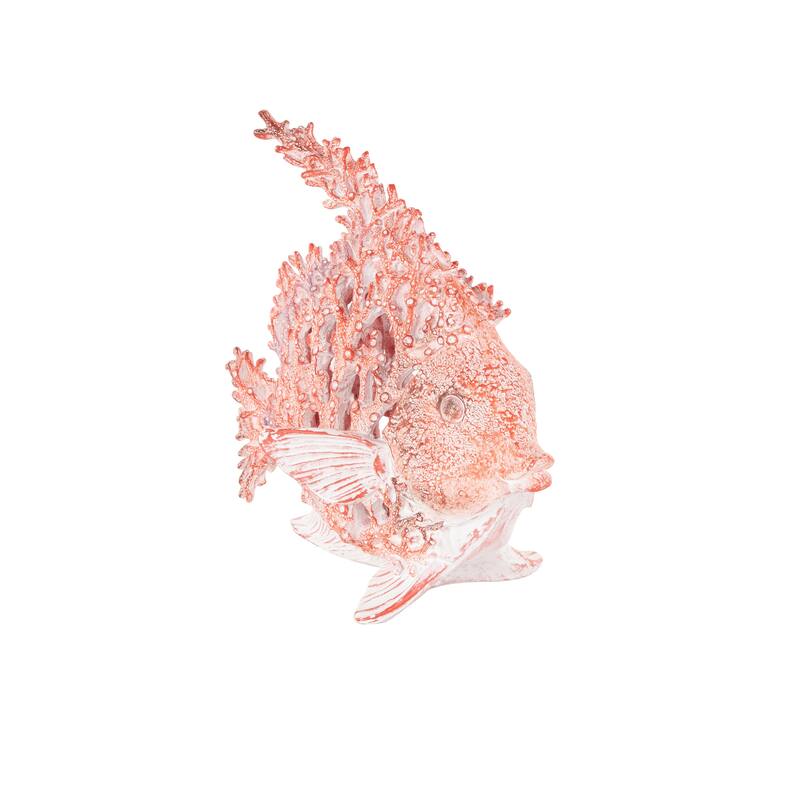 Polystone Textured Fish Decorative Sculpture with White Fins - Blue or Red
