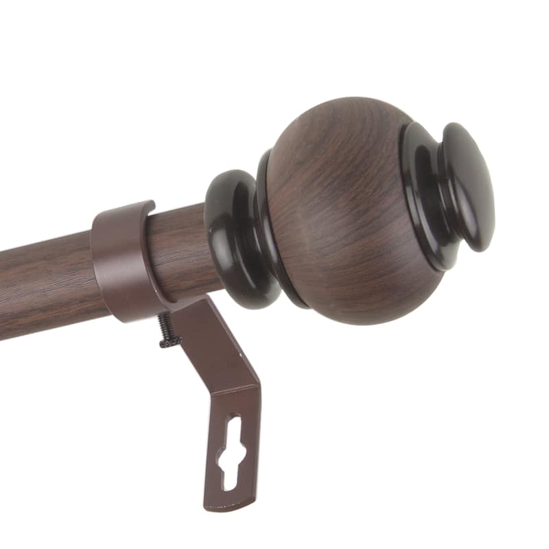 InStyleDesign Onyx 1 inch Faux Wood Curtain Rod - 48 to 84 inches - Dark Walnut