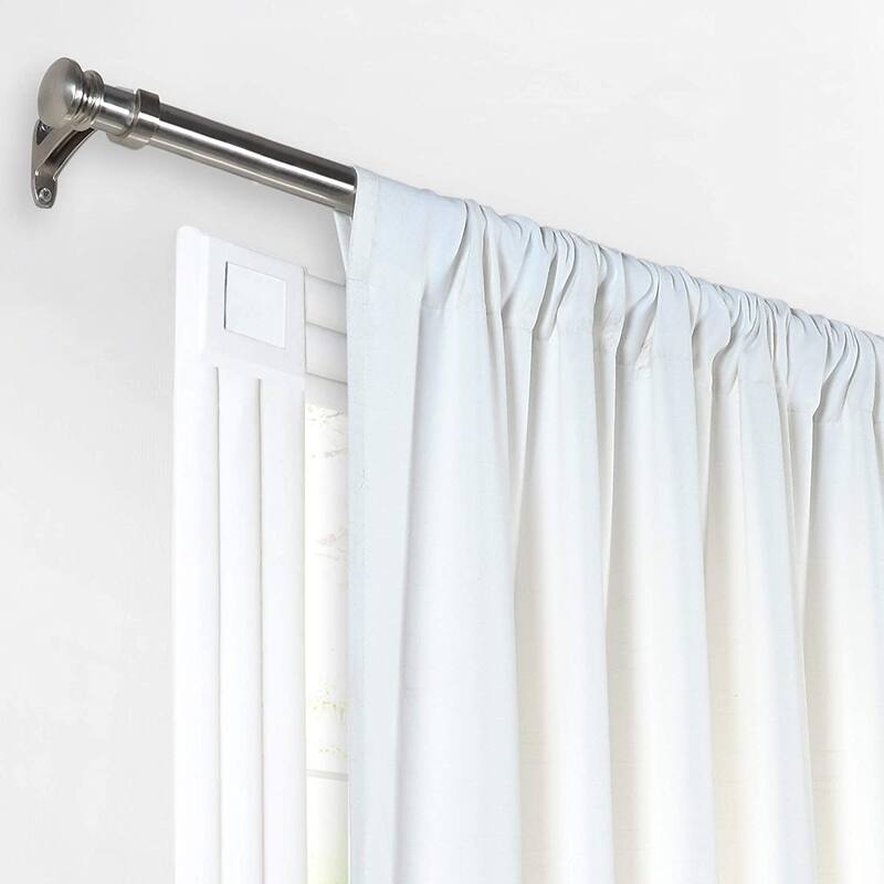 Deco Window 1 Inch Adjustable Curtain Rod for Windows & Doors Curtains with Endcap Round Finials & Brackets Set