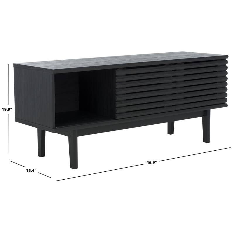 SAFAVIEH Home Aricia Small 2 Door Media Stand. - 47Wx15Dx20H - Black.
