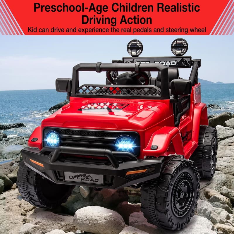 Kids Ride On Truck Car w/Parent Remote Control, 12V Power Wheel Electric Car for Kids