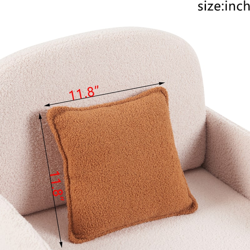 Furniture Style 2 in 1 Pet Friendly Fluffy Fabric Sherpa Upholstered Leisure Armchair with Lumbar Pillow