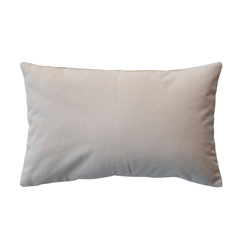 Cotton Slub Printed Lumbar Pillow with Hand-Embroidery and Beads