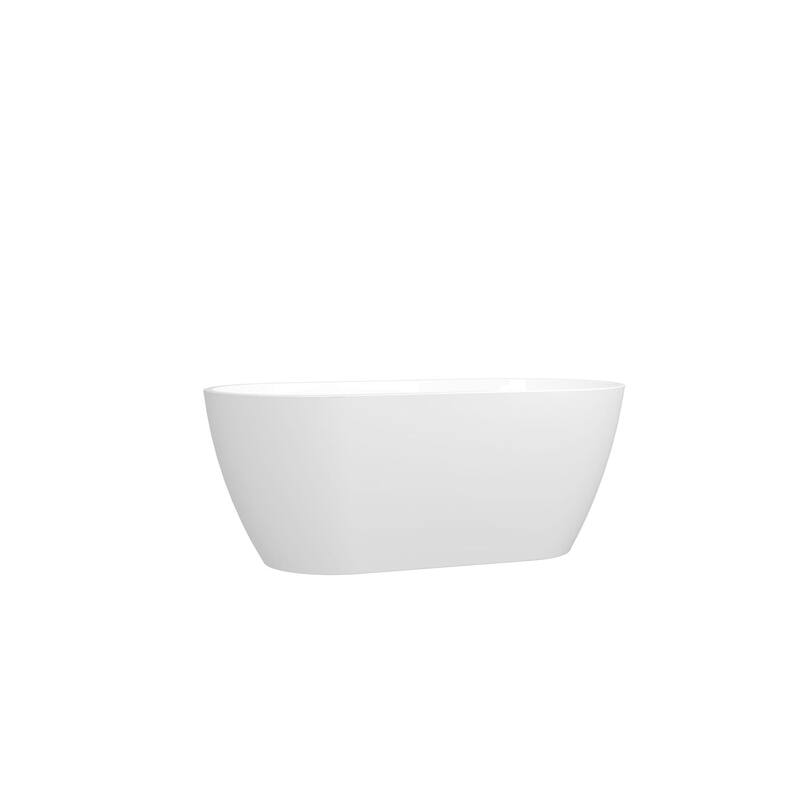59 in. x 29 in. Acrylic Freestanding Soaking Bathtub with Center Drain in Glossy White
