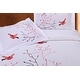 preview thumbnail 5 of 12, Superior Swallow 3-piece Embroidered Cotton Duvet Cover Set Red - King