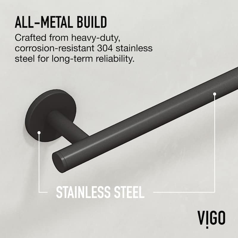 VIGO Elan 4-Piece Bathroom Hardware Accessory Set with 24 in. Towel Bar, Toilet Paper Holder, Hand Towel Holder, Hook