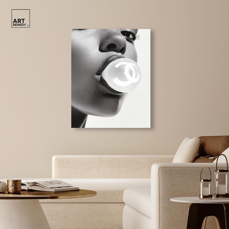 Bubble Gum Pop Monochrome Canvas by Art Remedy, Gallery Wrapped
