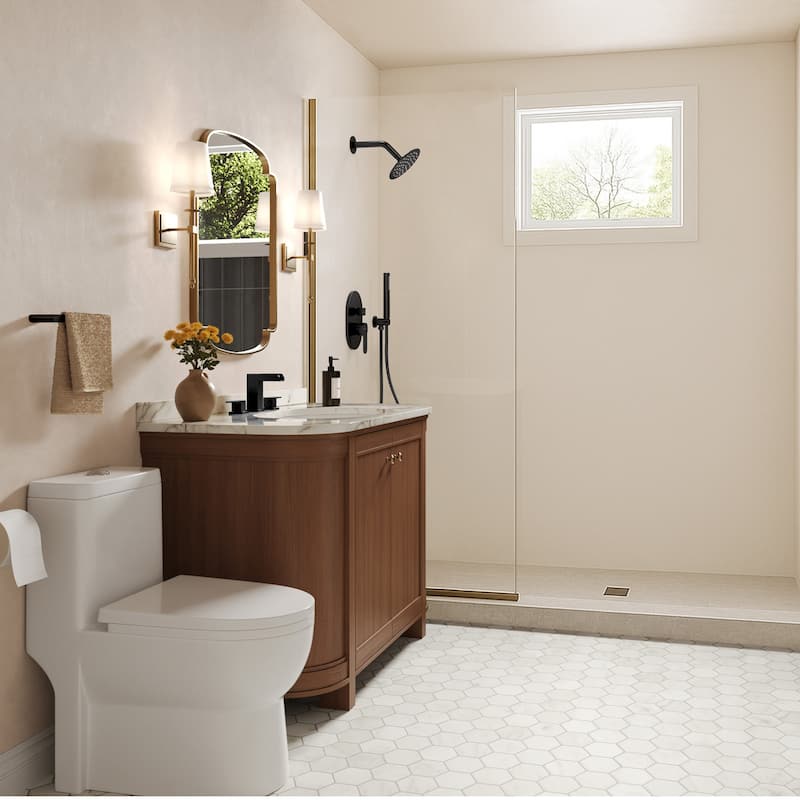GRANDJOY Dual Shower Kit with Round Rainfall Head and Hand Shower, Lever Control Valve