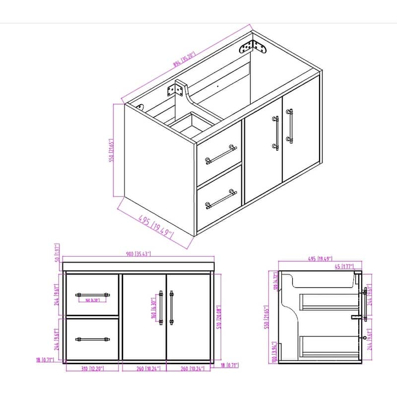 Victoria 72'' Wall-mounted Vanity with Double Reinforced Acrylic Sink - 71.5