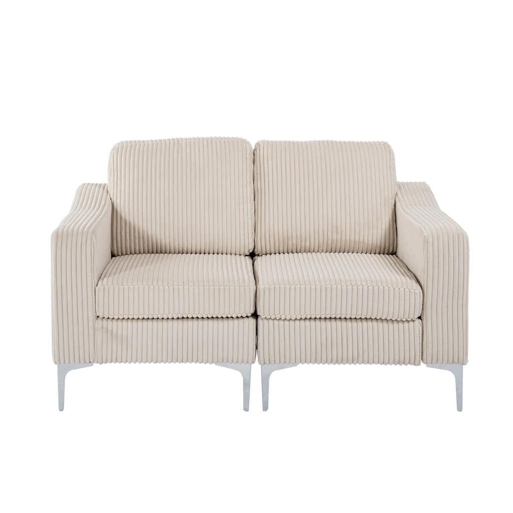 Modern 2-Seat Modular Sectional Sofa Corduroy Armchair Couch for Living Room Office