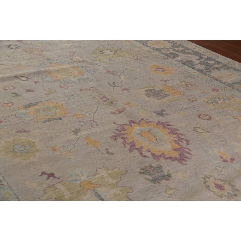 Vegetable Dye Oushak Turkish Large Rug Hand-Knotted Wool Carpet - 9'11"x 13'9"