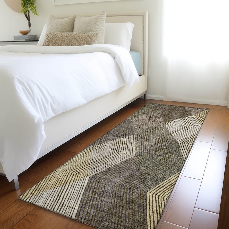 Premium Washable Super Soft Modern Fusion Mayfield Rug - Brown - 2'3" x 7'6"