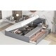 preview thumbnail 6 of 10, Full Size Hydraulic Platform Bed with Trundle, Storage, Side Table, and Lounge, Grey