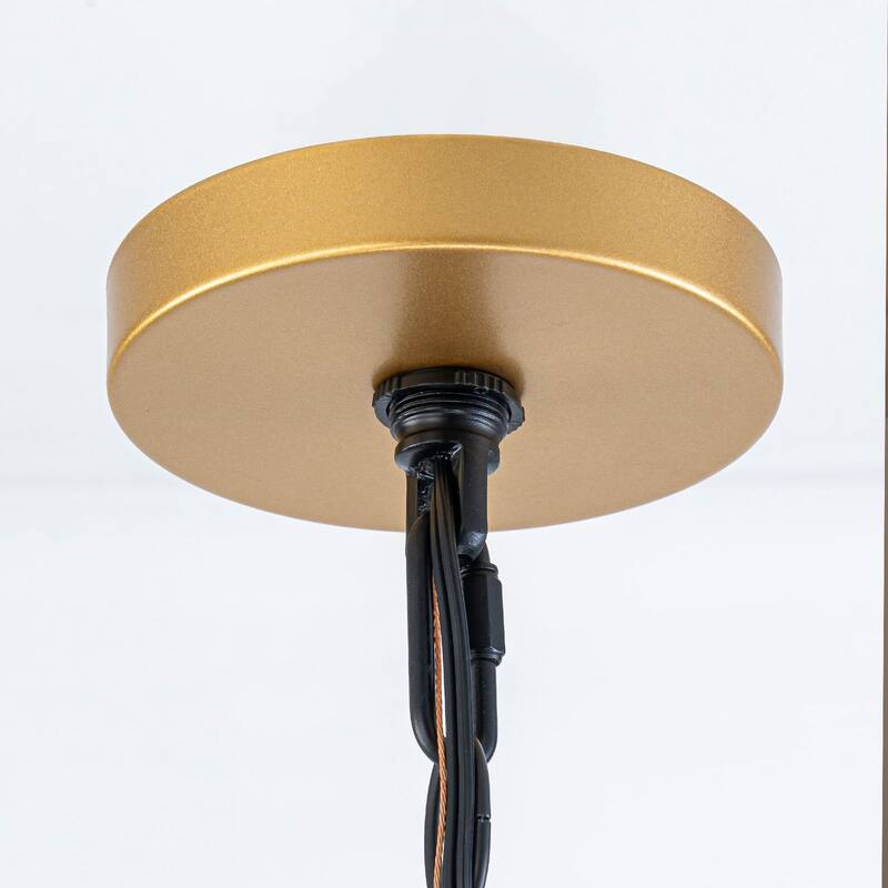 Farmhouse 4-Light Lantern Chandelir for Dining Room Foyer - Black & Gold