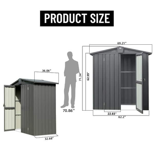 Lockable Outdoor Cabinet Metal Garden Storage Shed for Bike Trash Can ...
