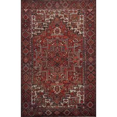 Hand Knotted Oriental 100% Wool Carpet Traditional Medallion Red Heriz Area Rug - 11' 6'' X 8' 3''
