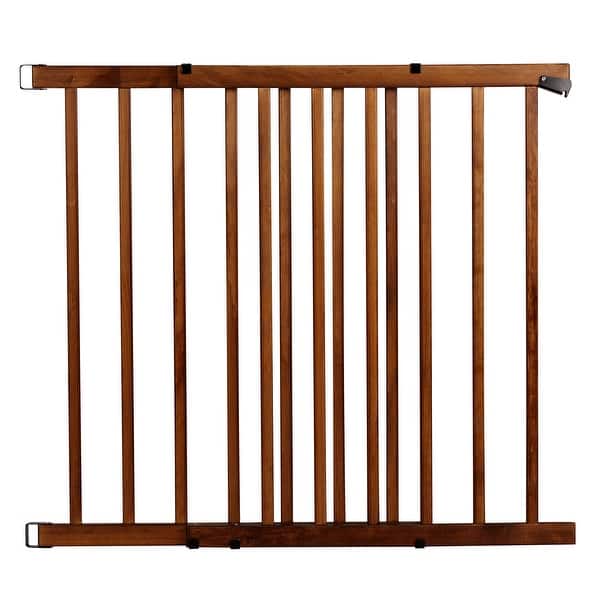 slide 2 of 13, Walk-Thru 32" Top of Stairs Baby Gate Farmhouse Collection