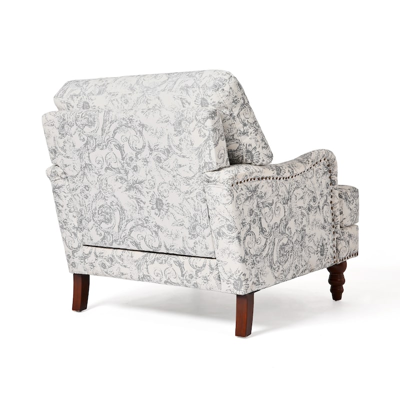 Mid Century Chenille Upholstered Accent Chair with Nailhead Trim
