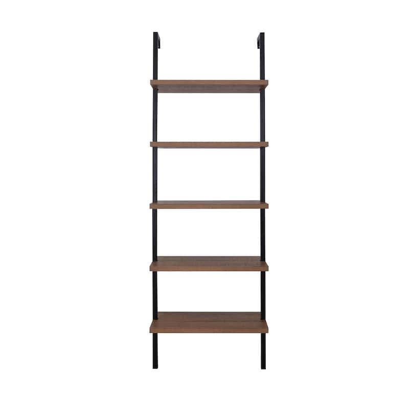 Nathan James Theo 5-Shelf Ladder Bookcase Wood with Metal Frame