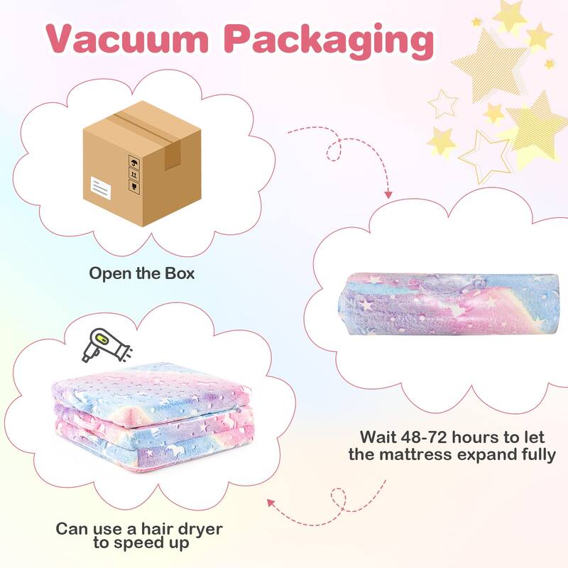Gymax Foldable Floor Mattress for Kids Glow in the Dark Toddler Nap