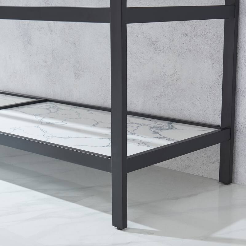 Ecija Bath Vanity, Metal Support with Composite Stone Top and Mirror