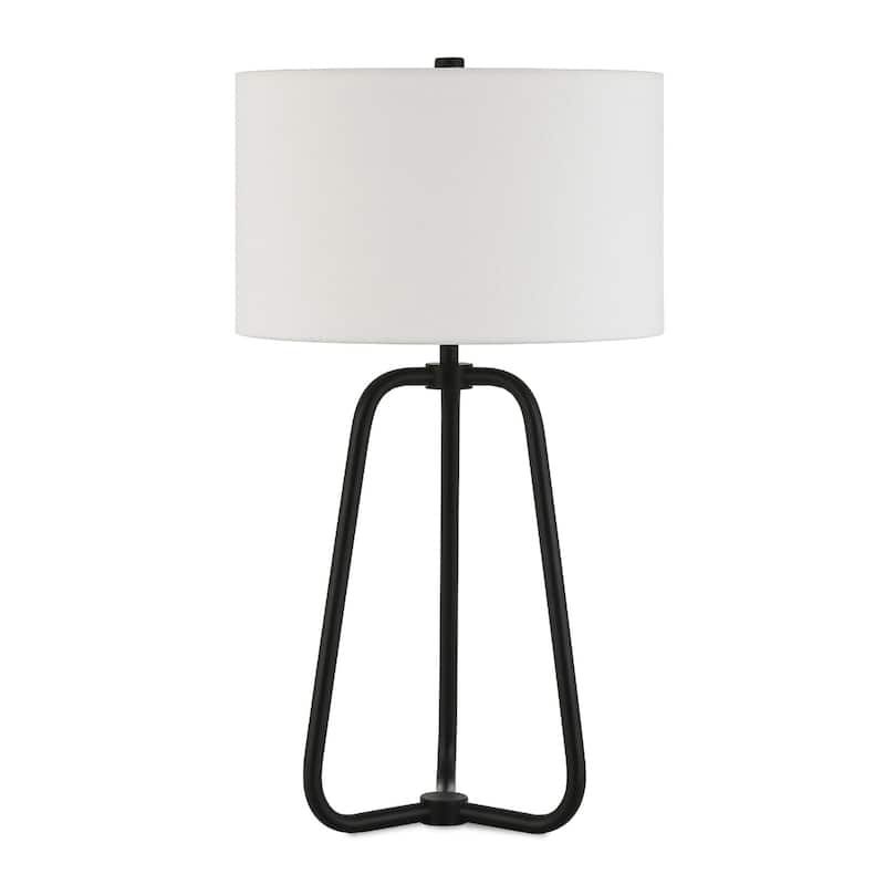 25" Metal Table Lamp with White Drum Shade - 14" x 14" x 25"