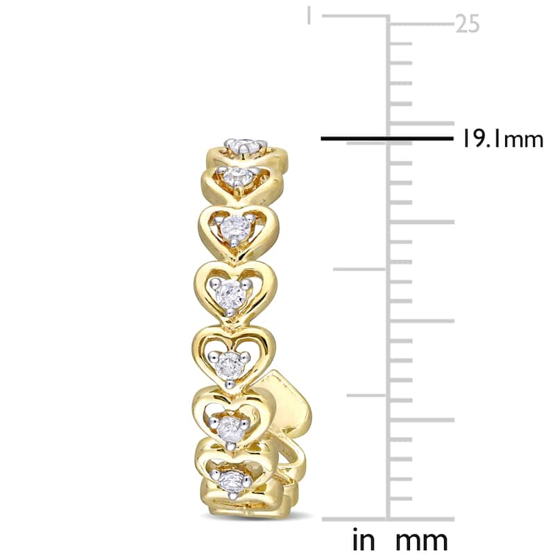 Miadora 10k Yellow Gold 1/5ct TDW Diamond Heart Halo Hoop Earrings