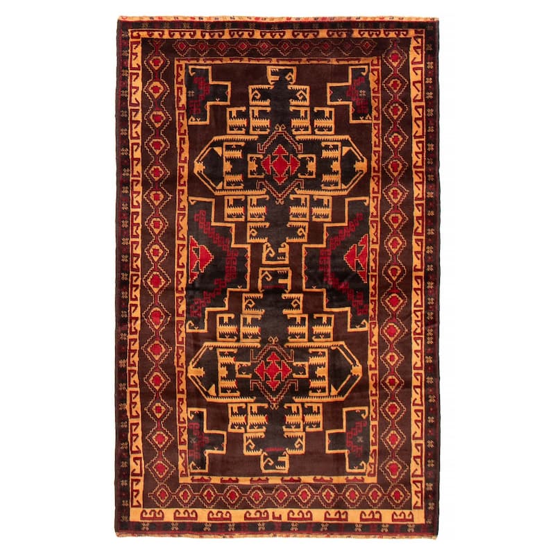 Teimani Brown Rug 4'1" x 6'7" - 4'1 x 6'7 - Dark Brown - 4'1 x 6'7
