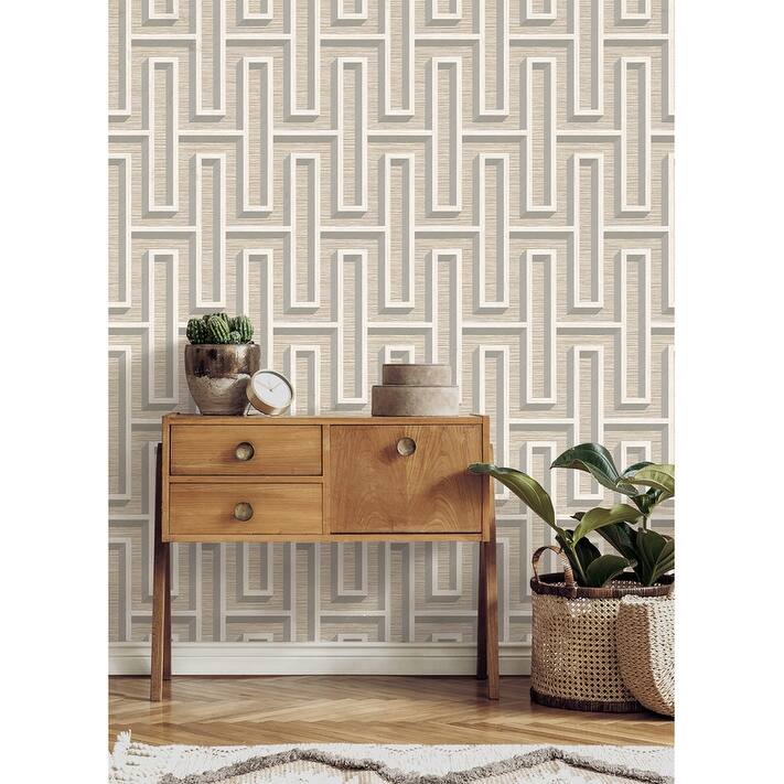 Advantage Henley Taupe Geometric Grasscloth Wallpaper